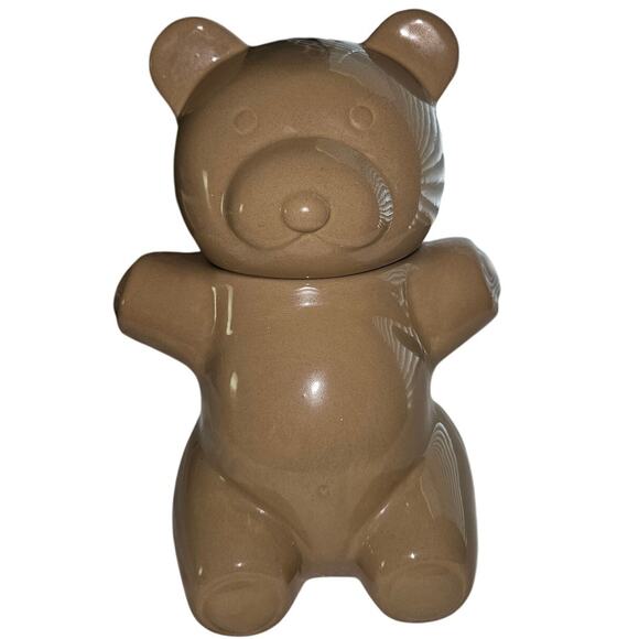 Vintage Ceramic Bear Cookie Jar – Brown Glazed Pottery – Retro Kitchen Decor - Picture 1 of 9